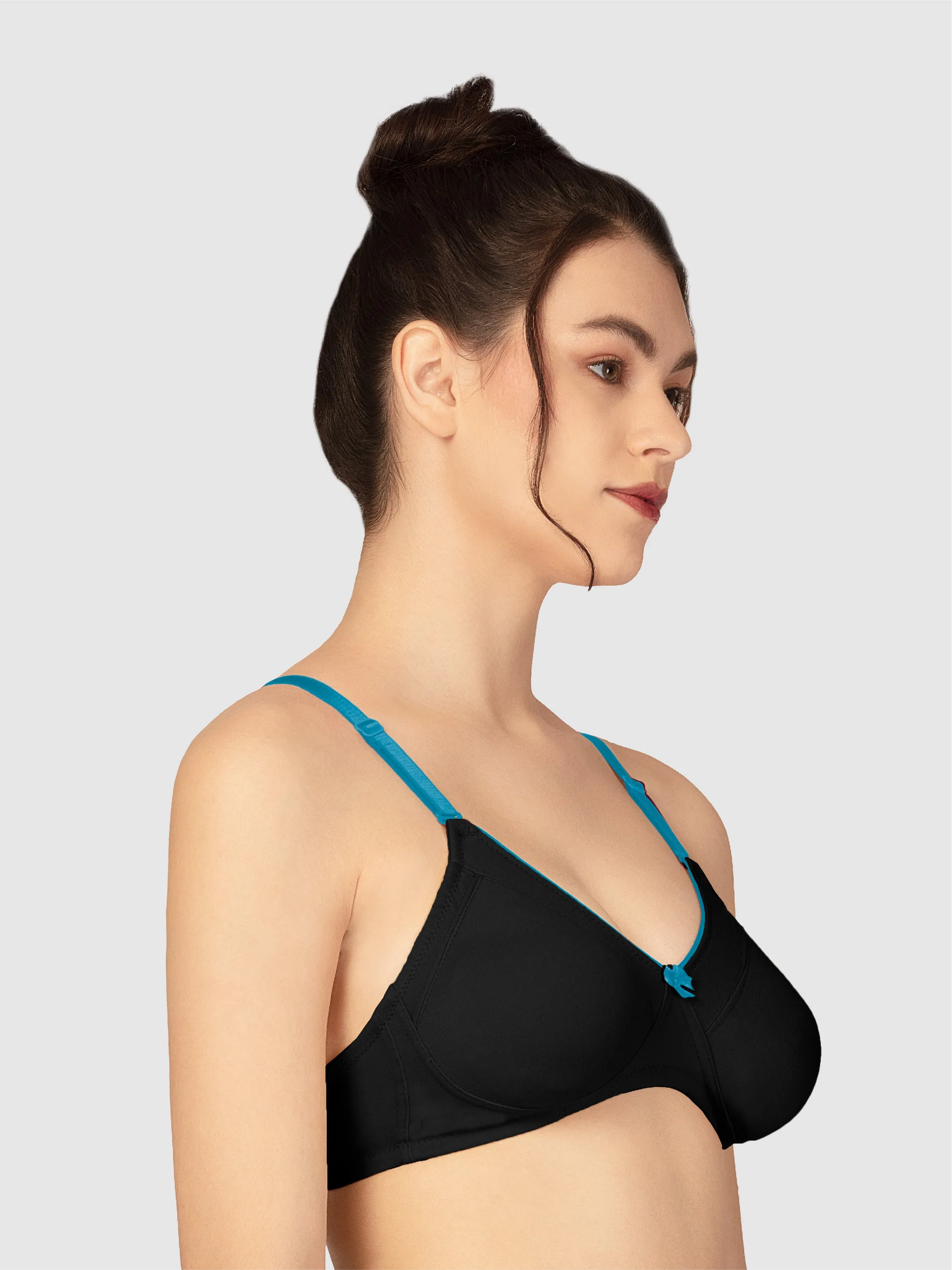 Lovable Black Non Padded Non Wired Full Coverage Bra NOBEL-Black