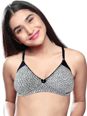 Lovable Cream-Navy Blue Non Padded Non Wired Full Coverage Bra LE-223-Cream-Navy Blue
