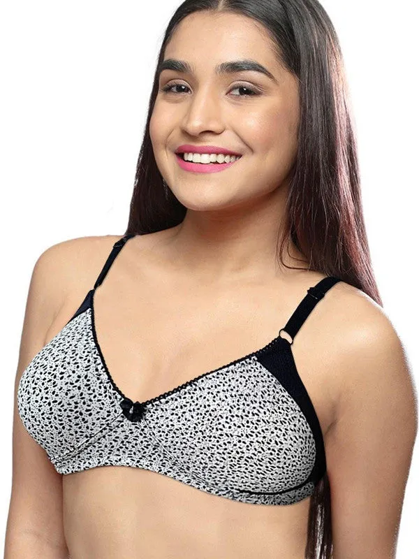 Lovable Cream-Navy Blue Non Padded Non Wired Full Coverage Bra LE-223-Cream-Navy Blue