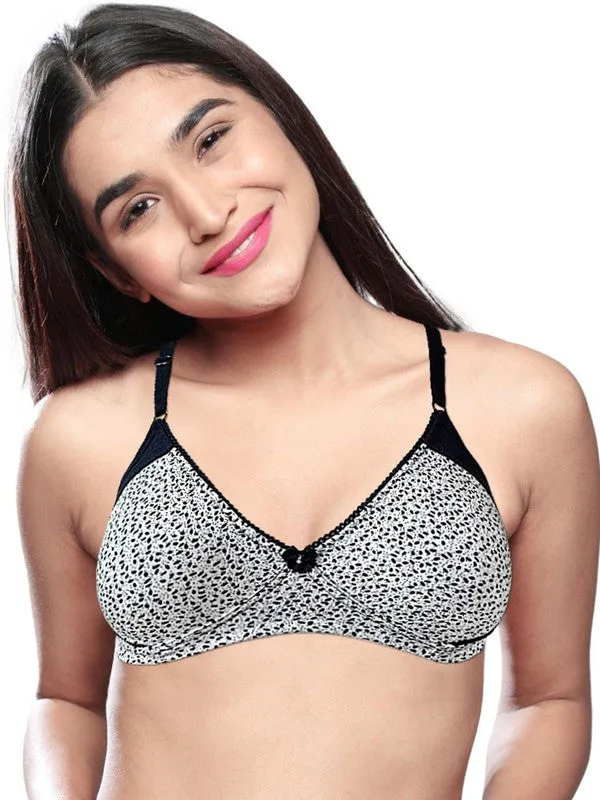 Lovable Cream-Navy Blue Non Padded Non Wired Full Coverage Bra LE-223-Cream-Navy Blue