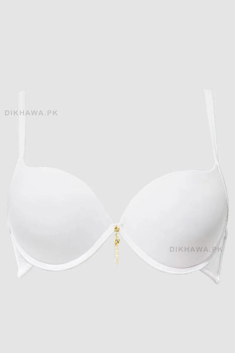Luchina Branded White Pushup Bra - Spanish Brand - Underwired Double Padded Bra