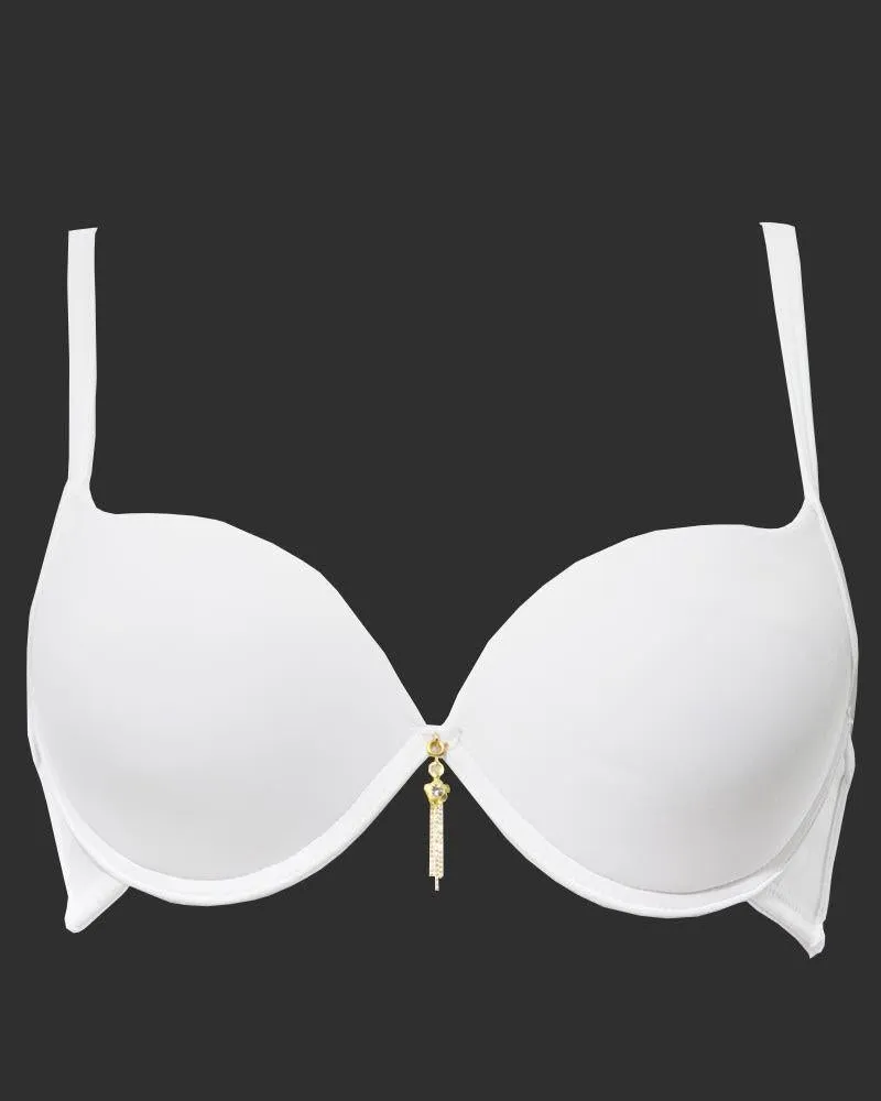 Luchina Branded White Pushup Bra - Spanish Brand - Underwired Double Padded Bra