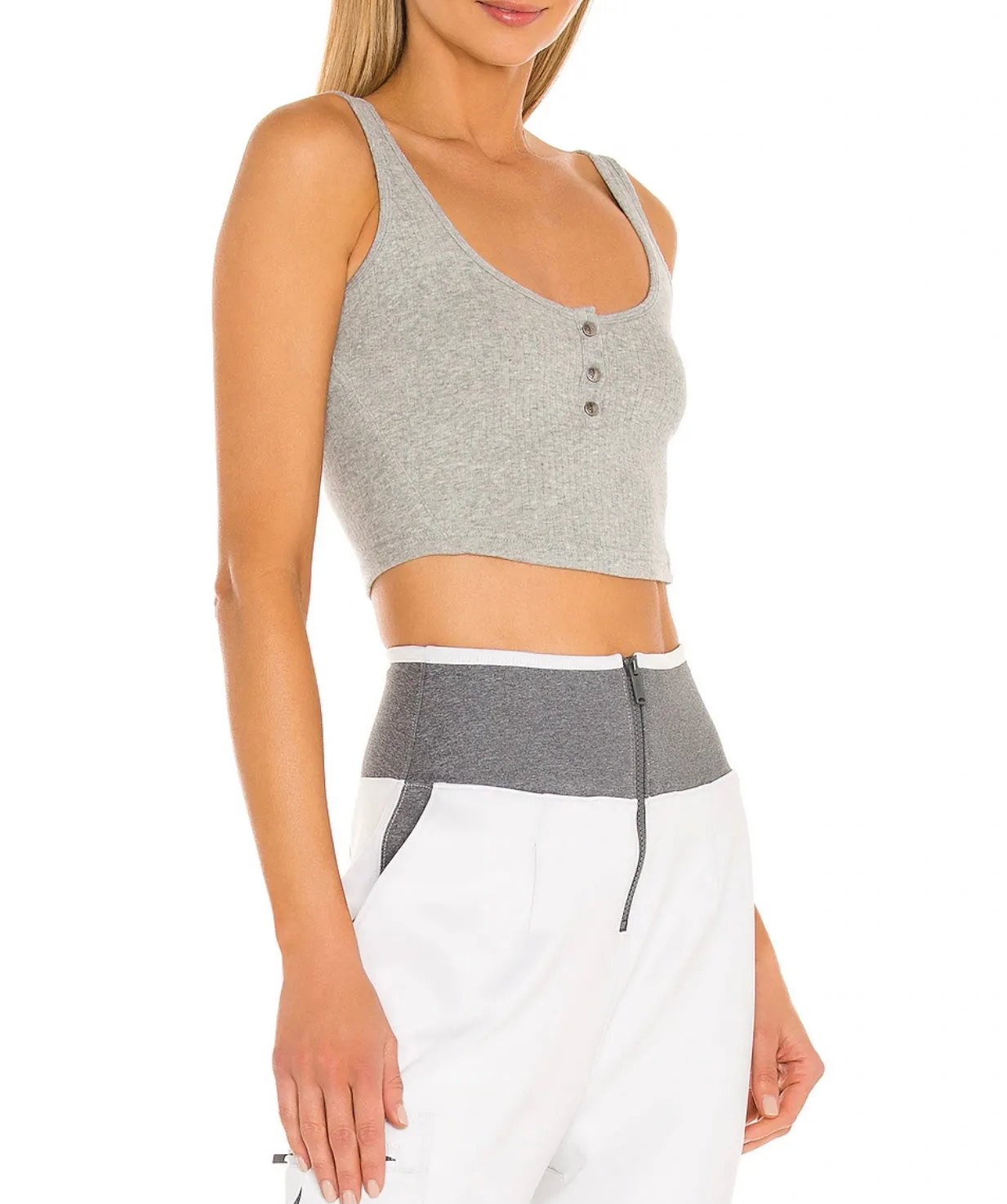 Luxe Rib Snap Tank Crop Top