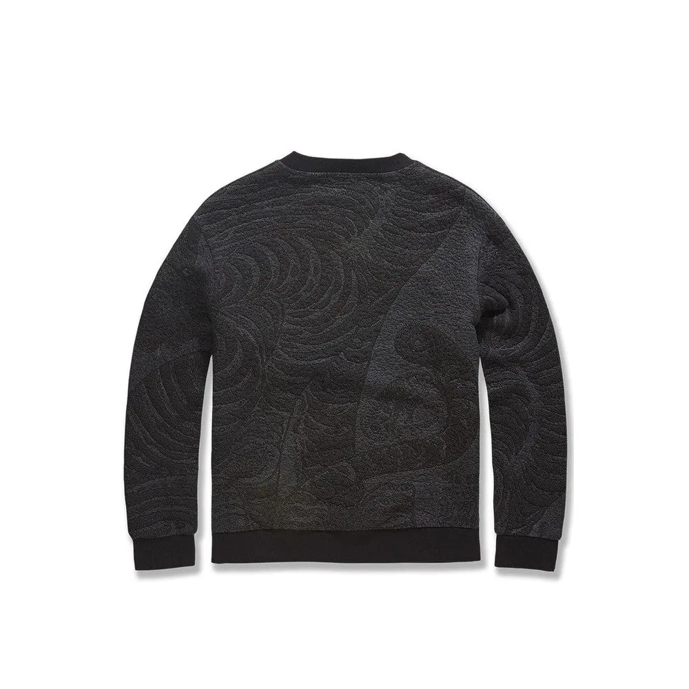 Men's Silk Road Crewneck Sweater, Black Dragon
