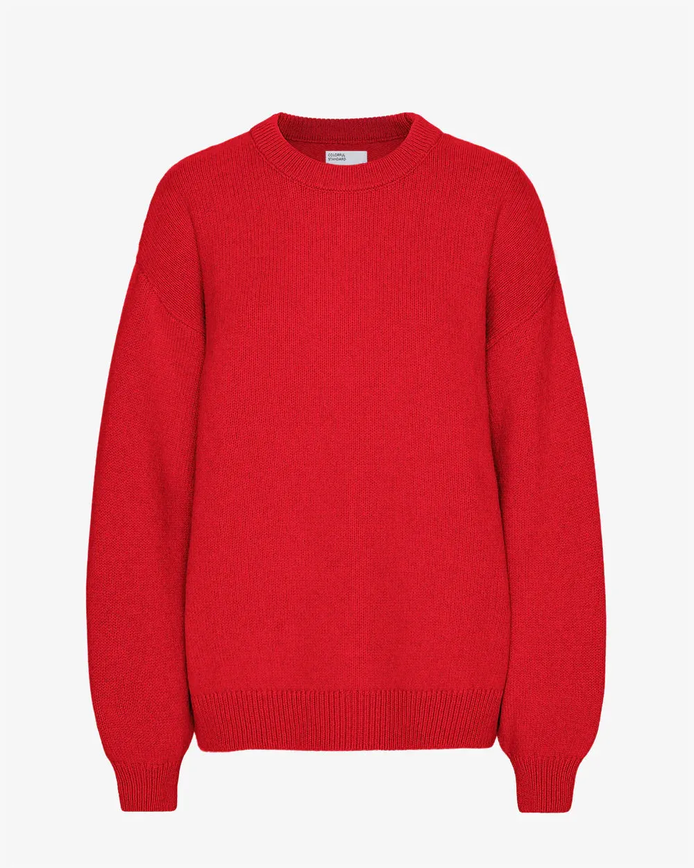 Merino Wool Oversized Crew Sweater in  scarlet red