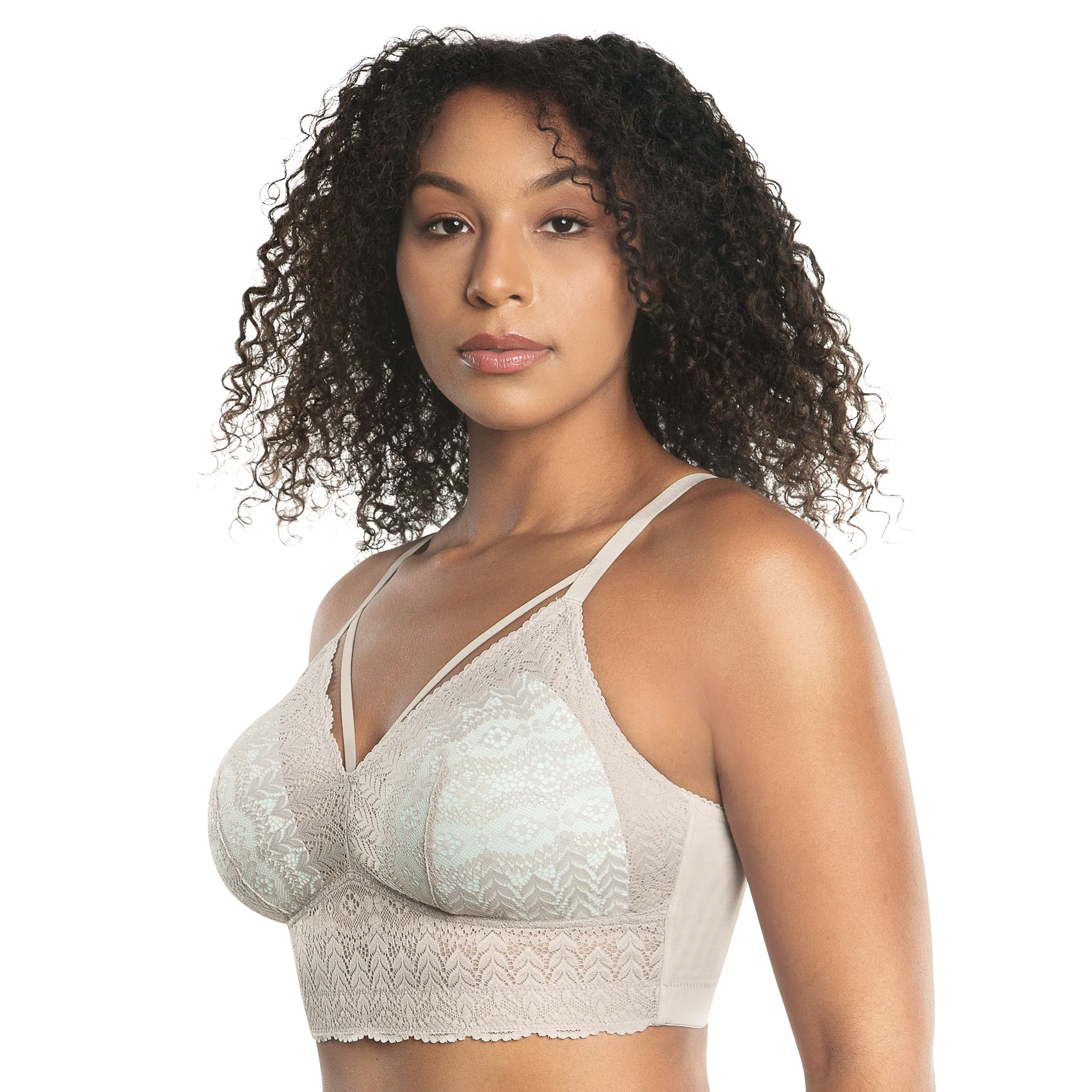 Mia Lace Wire Free Padded Bralette In Sandstone - Parfait