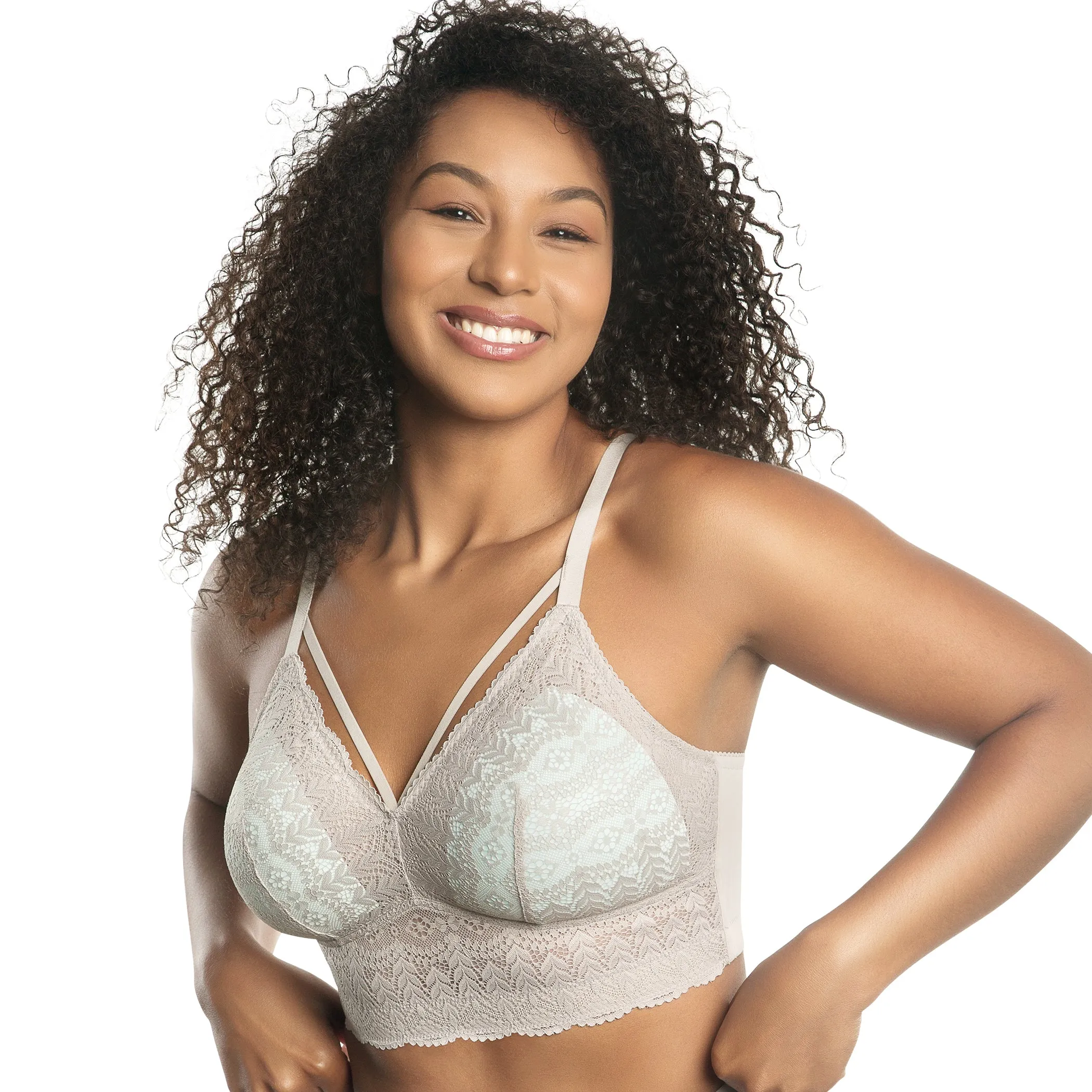 Mia Lace Wire Free Padded Bralette In Sandstone - Parfait