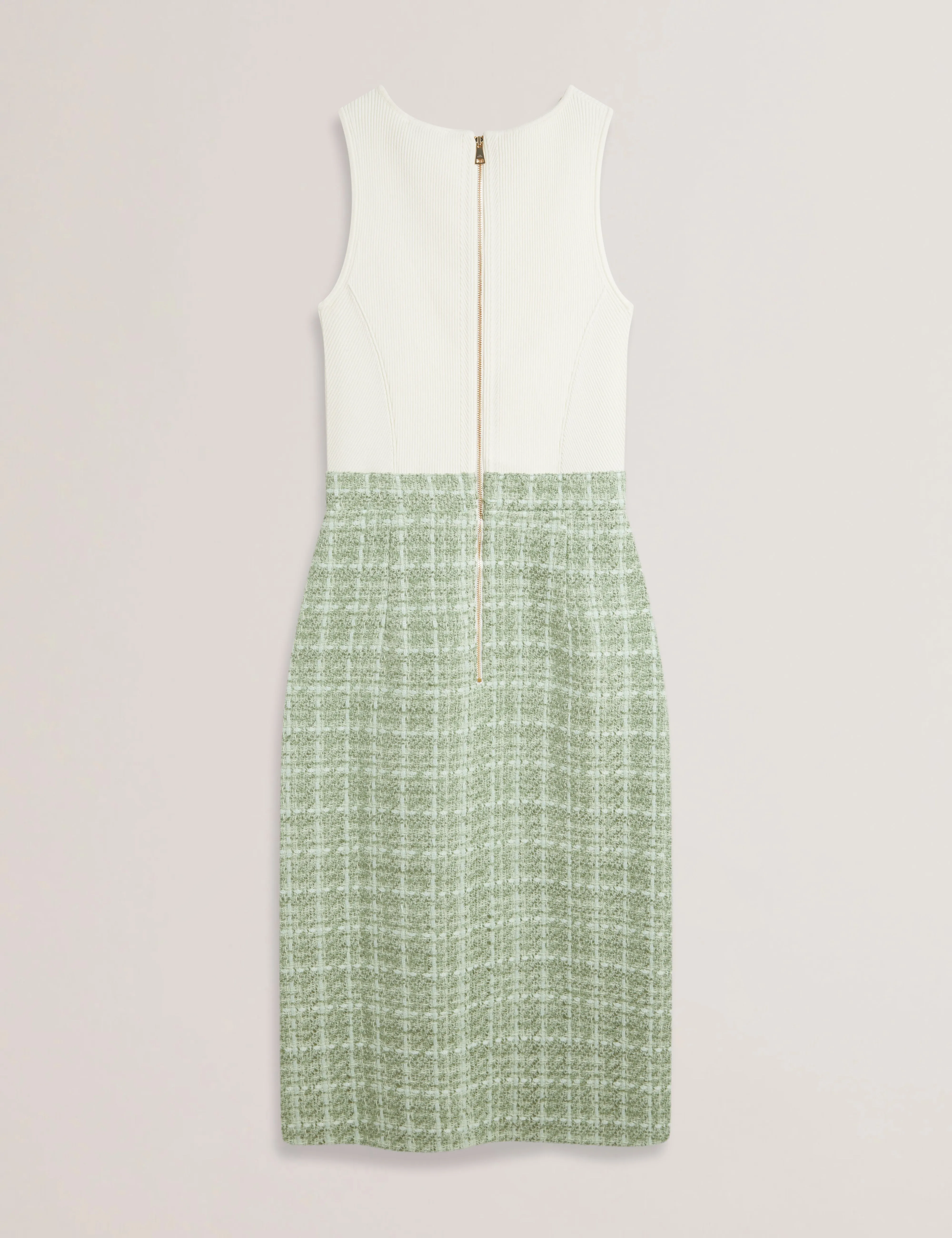 Morim Knit Bodice Boucle Midi Skirt Lt-Green