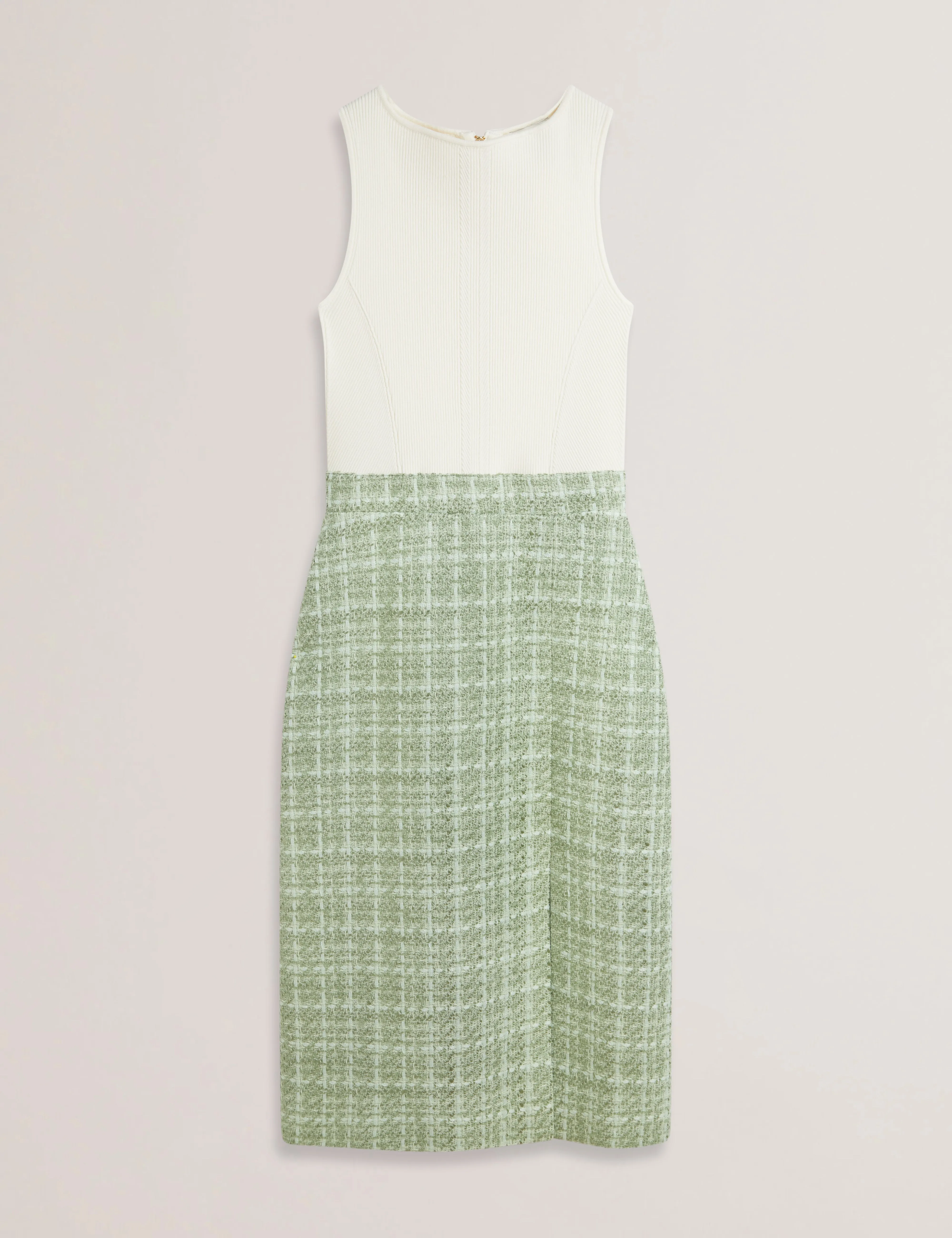 Morim Knit Bodice Boucle Midi Skirt Lt-Green