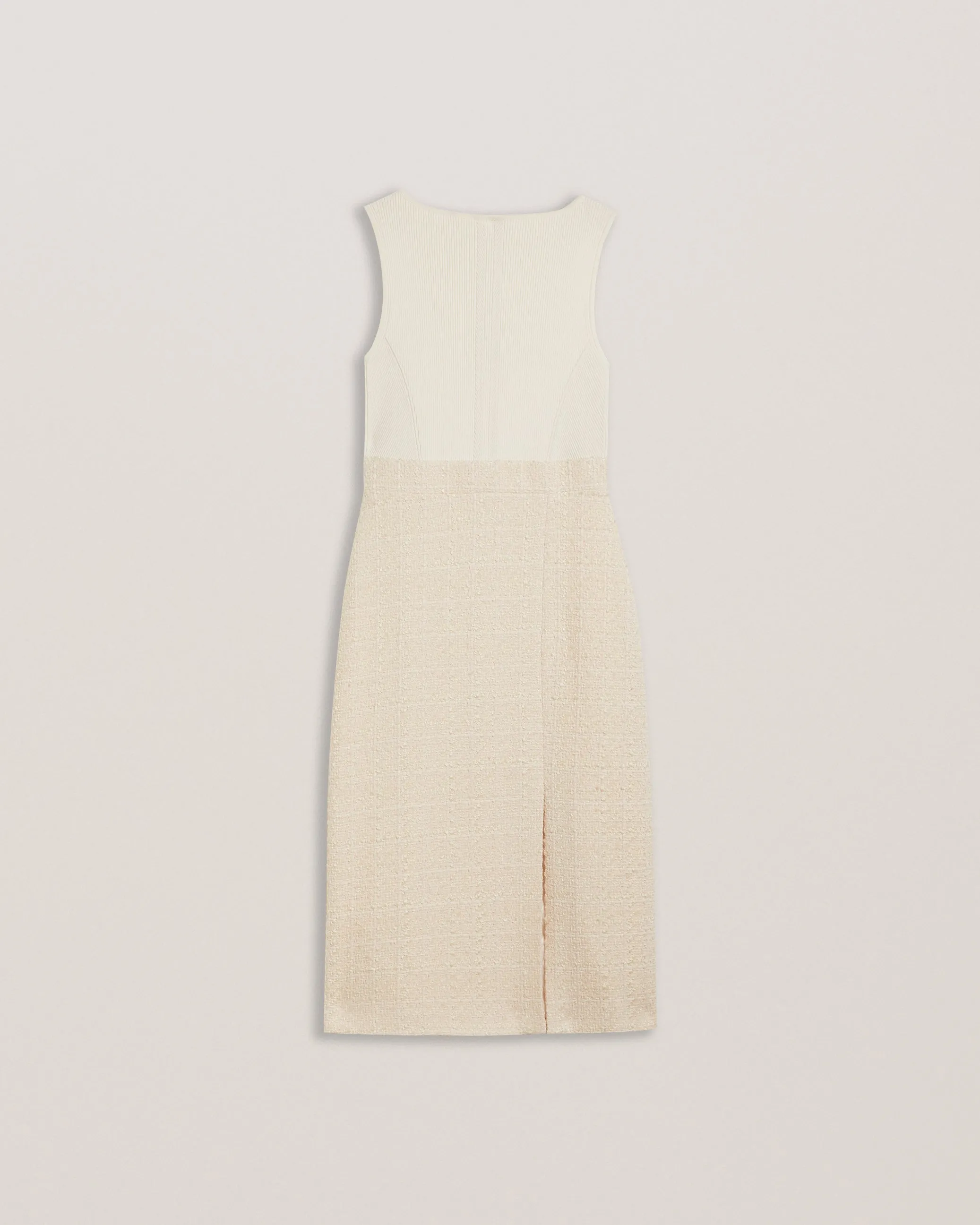 Morim Knit Bodice Boucle Midi Skirt With Side Ivory