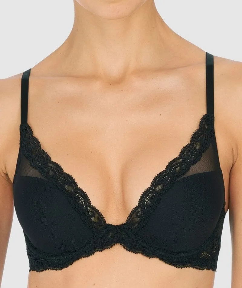 Natori Feathers Lightly Padded Wired Plunge Bra - Black
