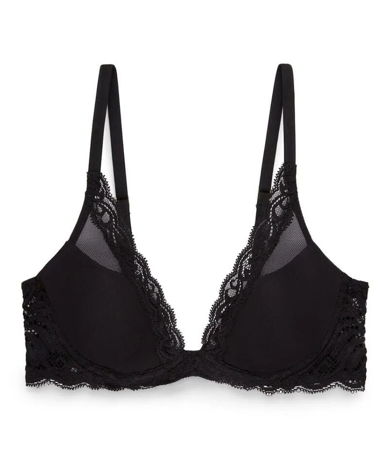 Natori Feathers Lightly Padded Wired Plunge Bra - Black