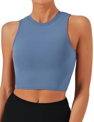 Natural Feelings Nudi Sports Bras for Women Removable Padded Yoga Tank Tops Sleeveless Fitness Workout Crop Tops Ink Blue