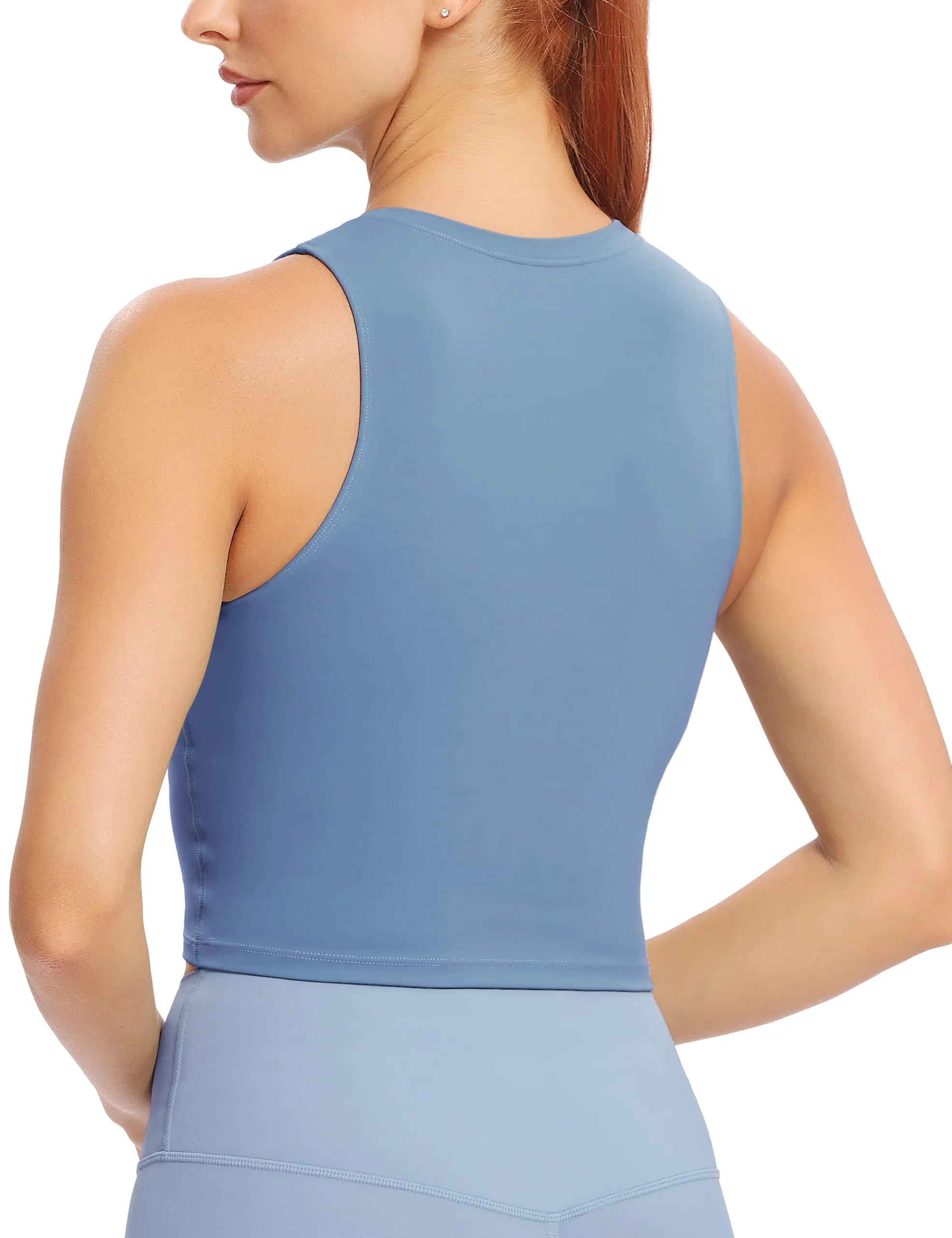 Natural Feelings Nudi Sports Bras for Women Removable Padded Yoga Tank Tops Sleeveless Fitness Workout Crop Tops Ink Blue