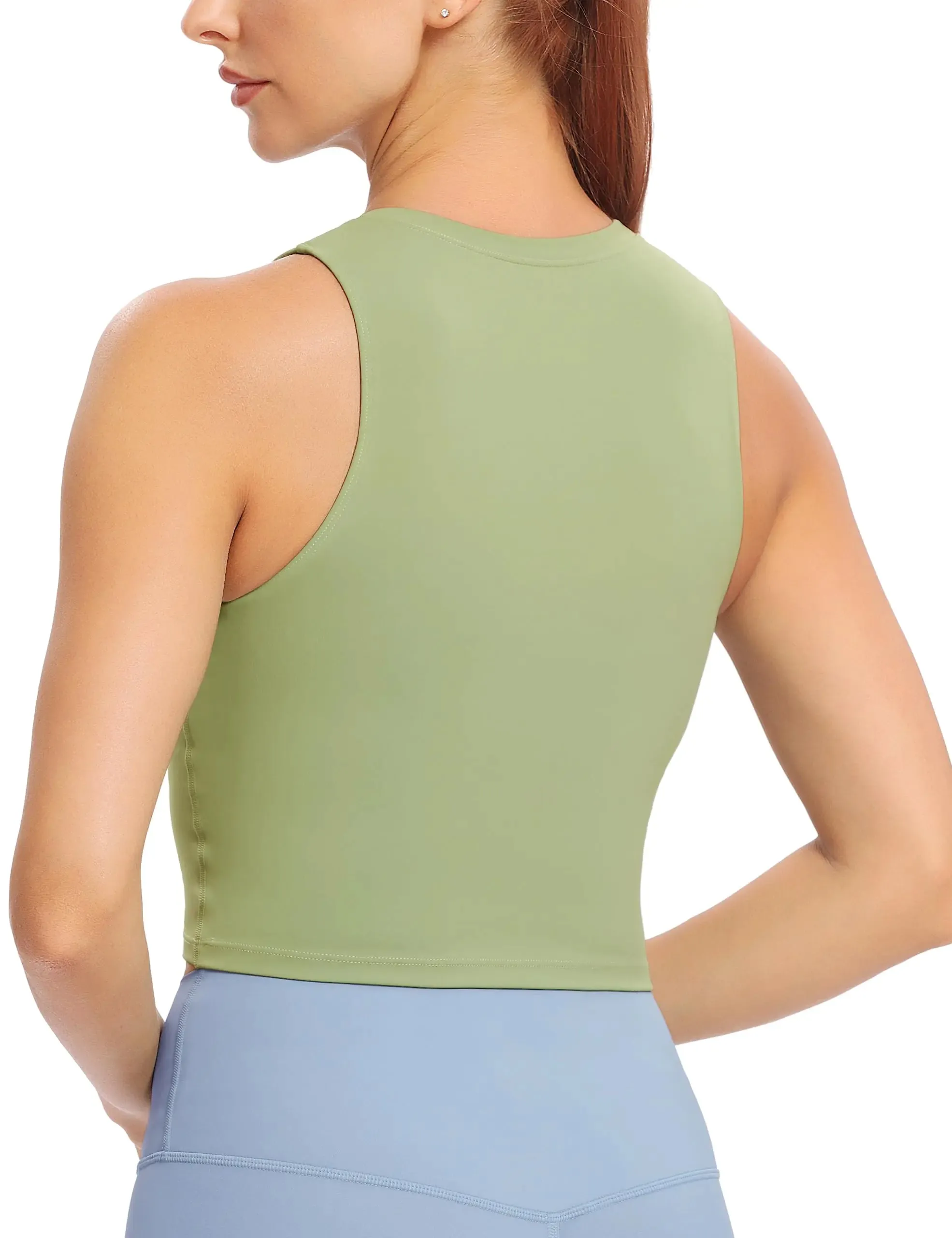 Natural Feelings Nudi Sports Bras for Women Removable Padded Yoga Tank Tops Sleeveless Fitness Workout Crop Tops Medium Rosemary Green