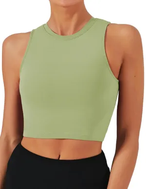 Natural Feelings Nudi Sports Bras for Women Removable Padded Yoga Tank Tops Sleeveless Fitness Workout Crop Tops Medium Rosemary Green