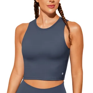 Natural Feelings Nudi Sports Bras for Women Removable Padded Yoga Tank Tops Sleeveless Fitness Workout Crop Tops Navy