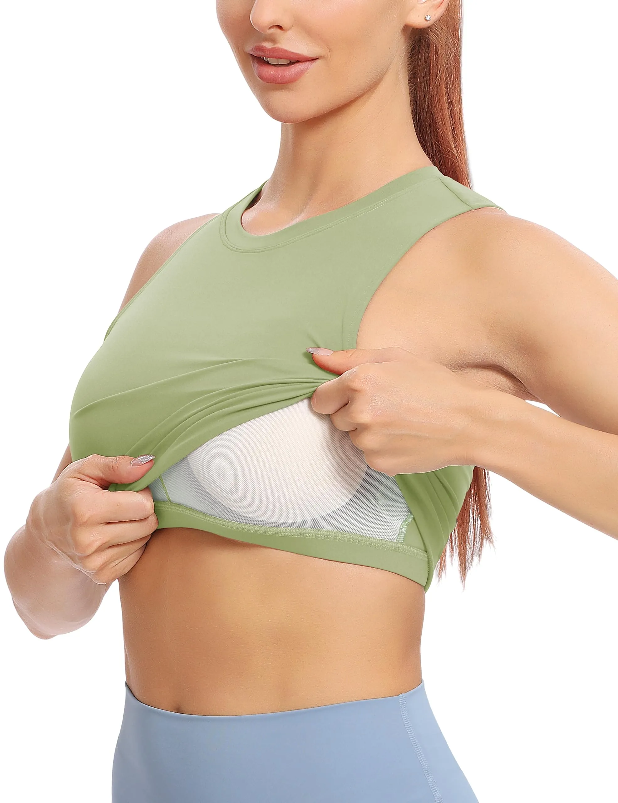 Natural Feelings Nudi Sports Bras for Women Removable Padded Yoga Tank Tops Sleeveless Fitness Workout Crop Tops