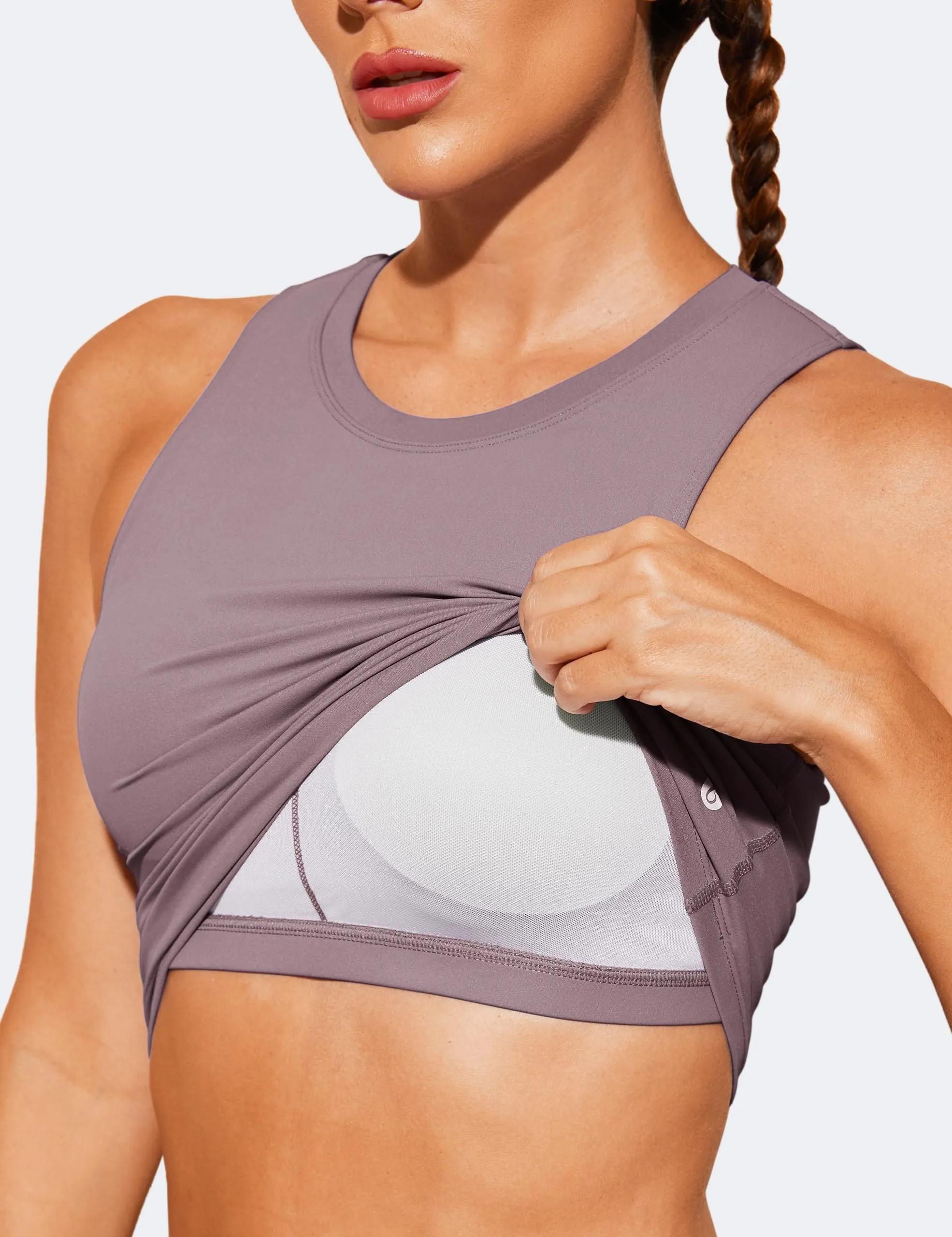 Natural Feelings Nudi Sports Bras for Women Removable Padded Yoga Tank Tops Sleeveless Fitness Workout Crop Tops