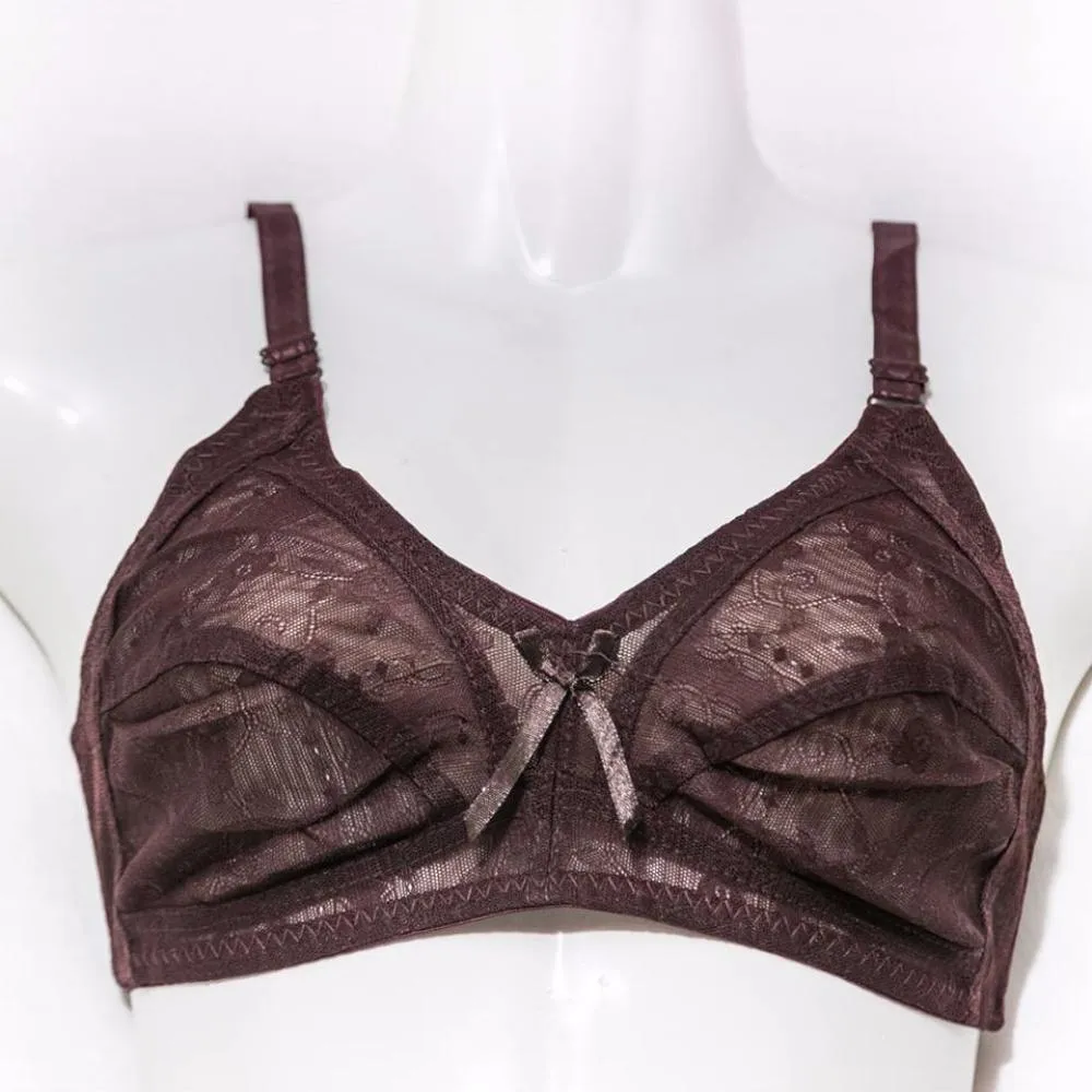 Net Non Padded Bra - Brown - See Through Bra