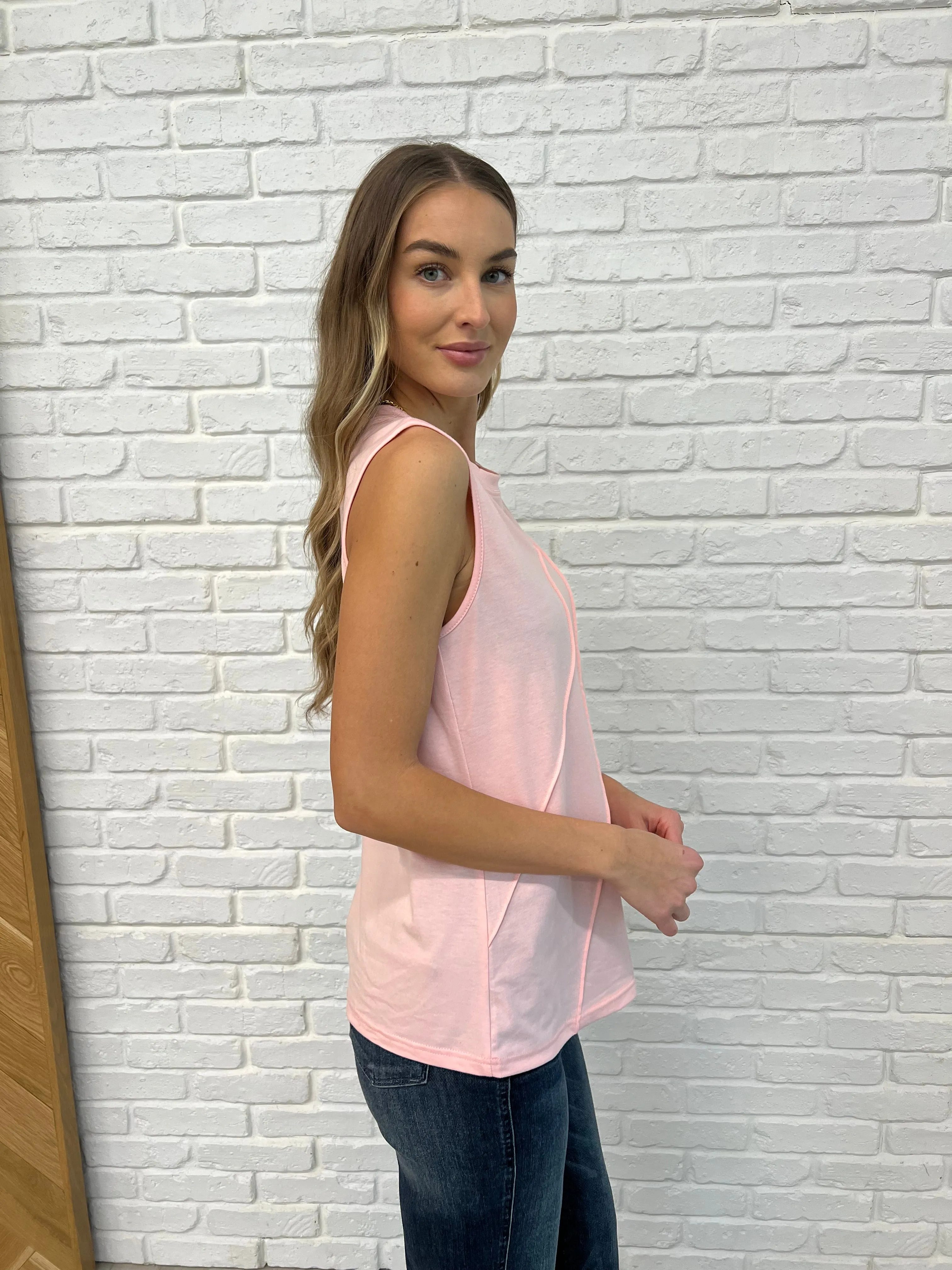 New Normal Pleat Detail Sleeveless Top in Pink - 2/10