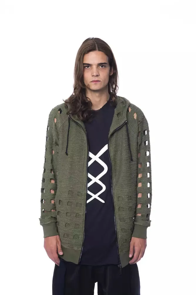 Nicolo Tonetto Army Cotton Men Sweater with Hood and Zip Closure