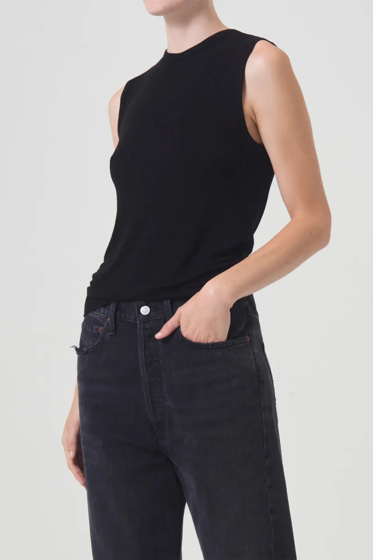 Nikita Shrunken Muscle Tee in Black