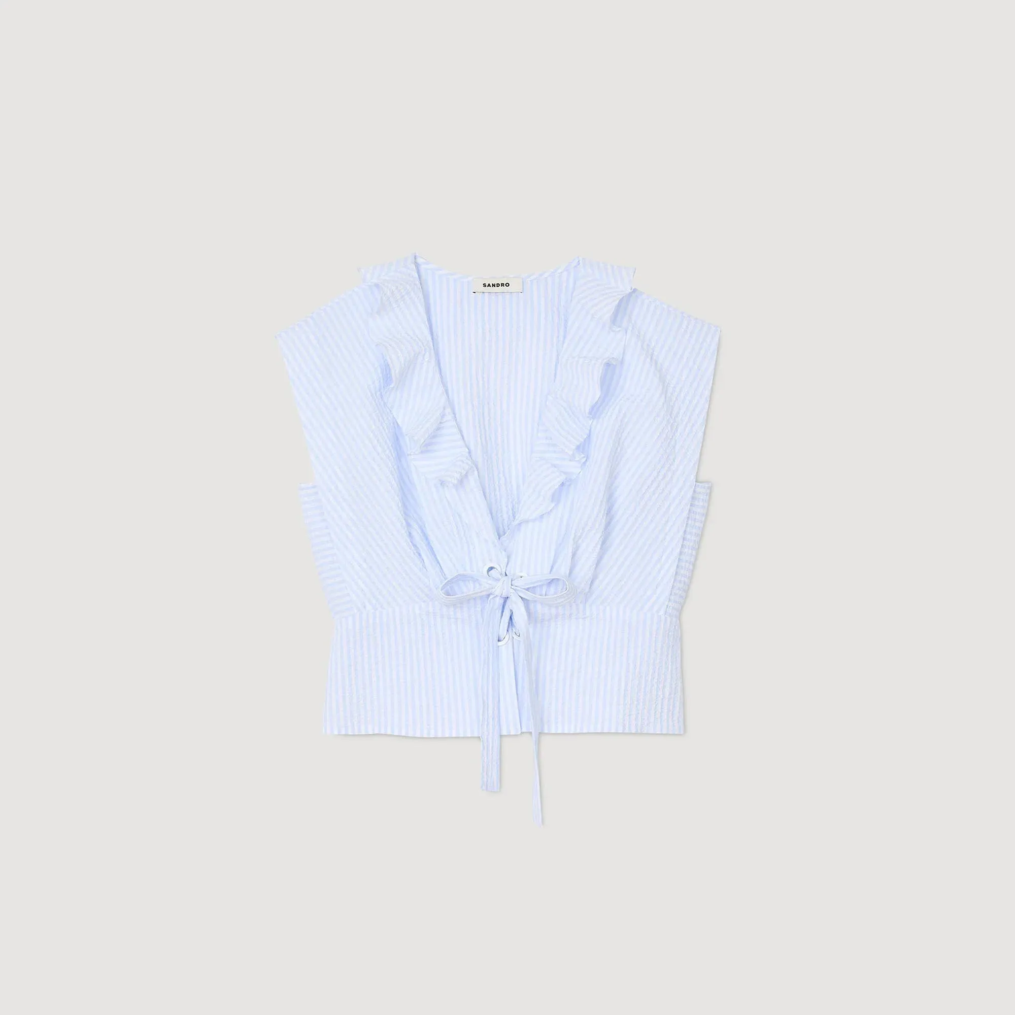 Noor Striped Crop Top Ciel / Blanc