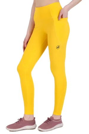 Nylon 4 Pocket Compression Legging/Tights For Women (Yellow)