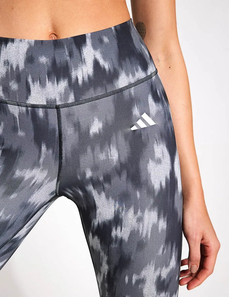 Optime Essentials Allover Print Flower Tie-Dye Leggings - Black/Grey Five
