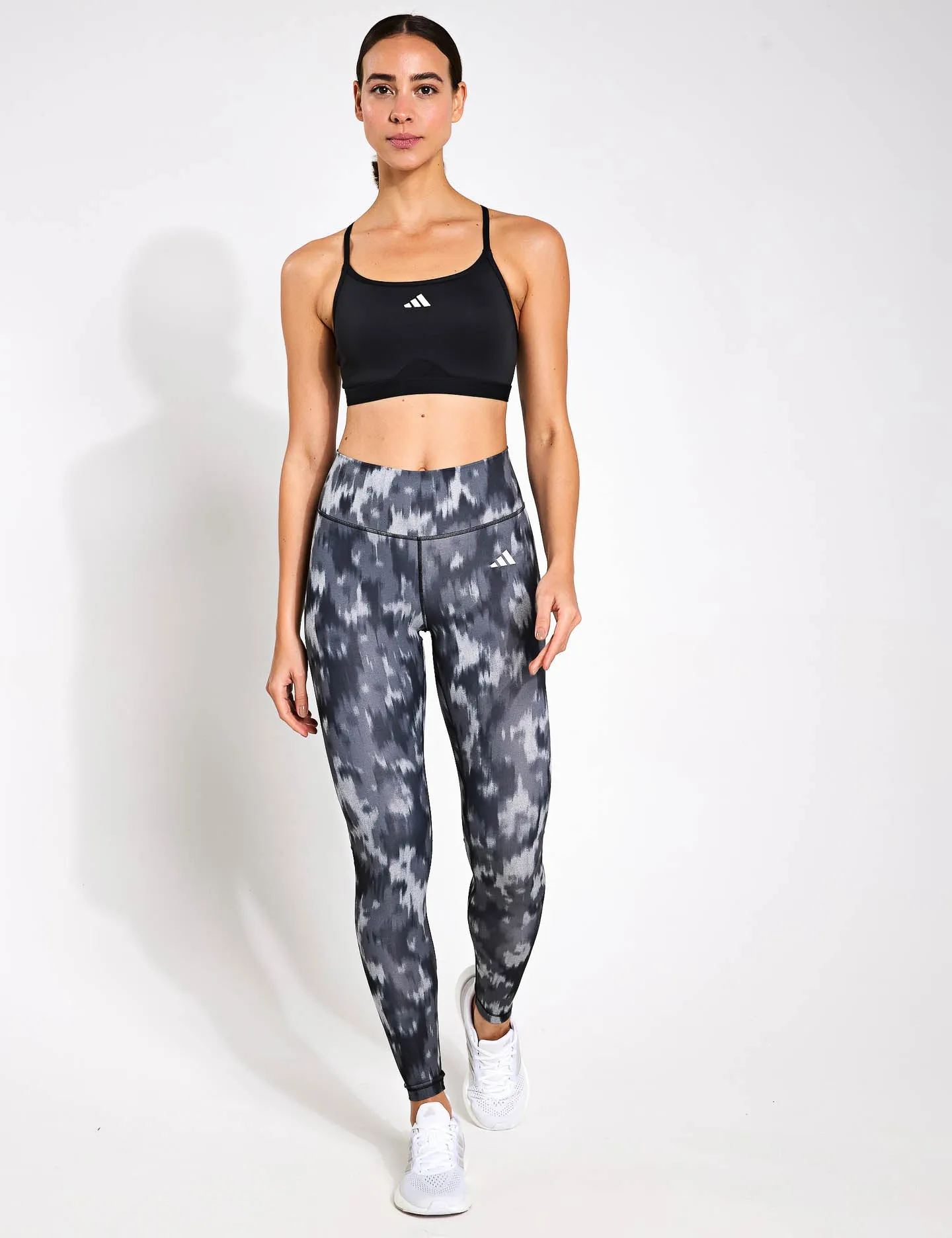 Optime Essentials Allover Print Flower Tie-Dye Leggings - Black/Grey Five