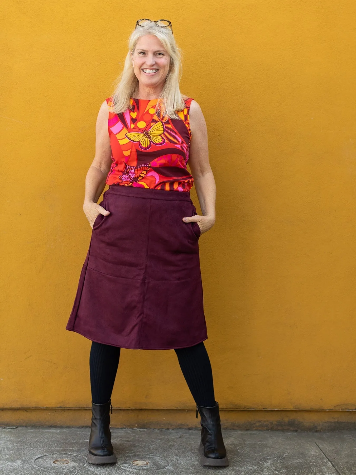 ORA skirt Burgundy Faux Suede