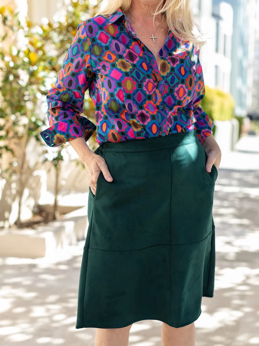 ORA skirt Forest Green Faux Suede