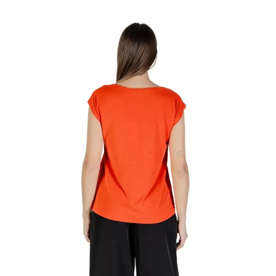Orange V Neck Top for Women