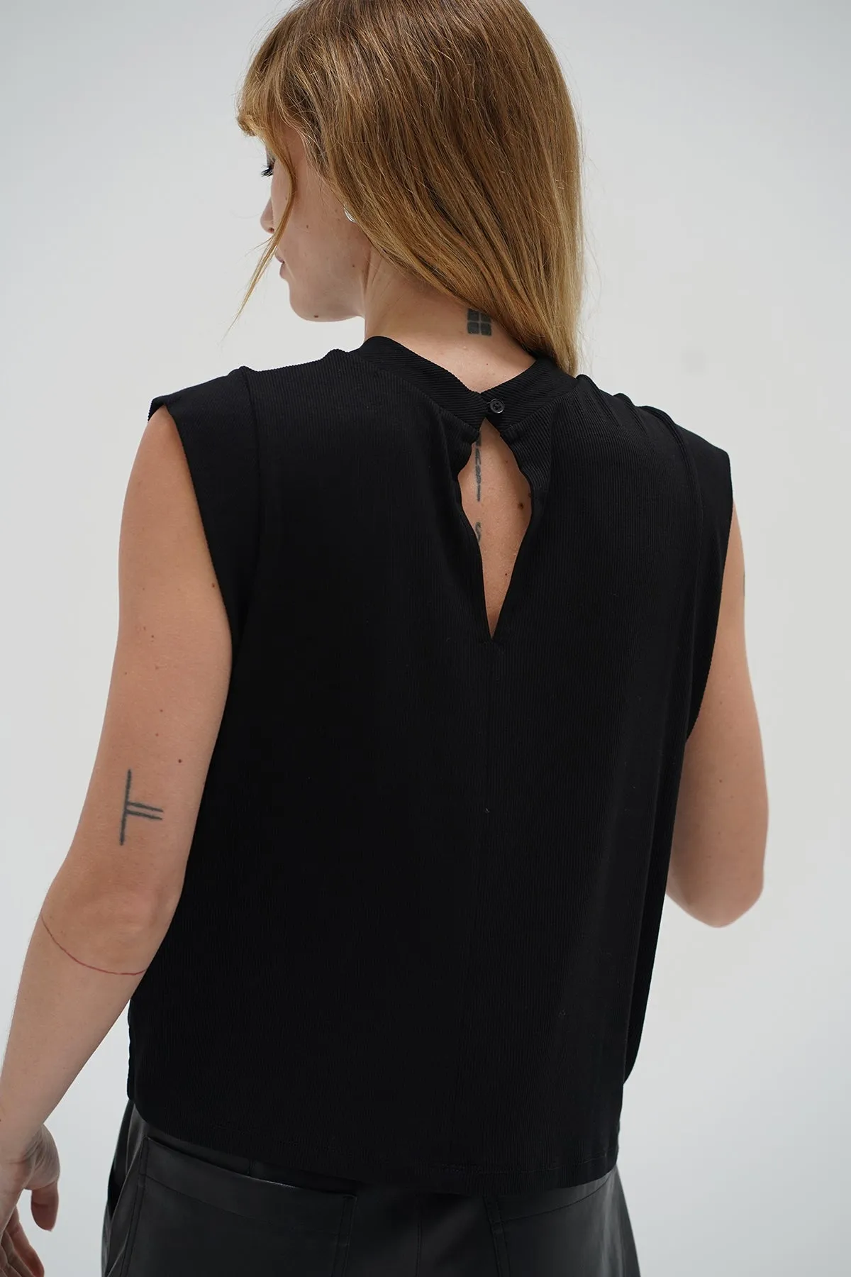 Oren Ribbed Top - Black