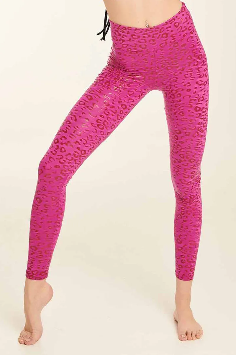 Paradise Chick Superhero Sticky High Waist Leggings - Ruby Leopard