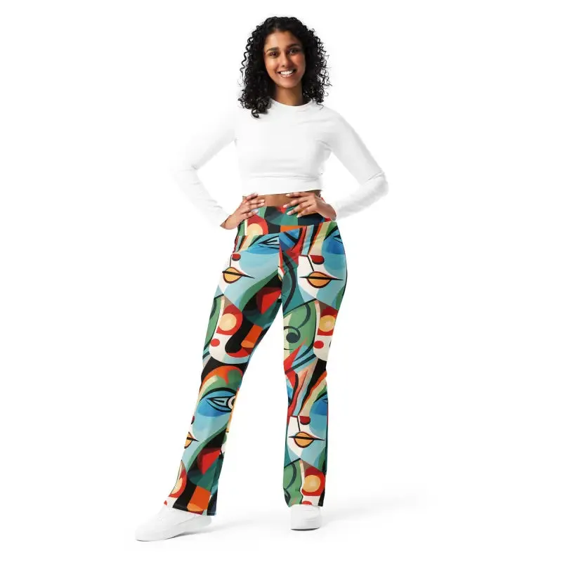 Picasso Print Flare Leggings