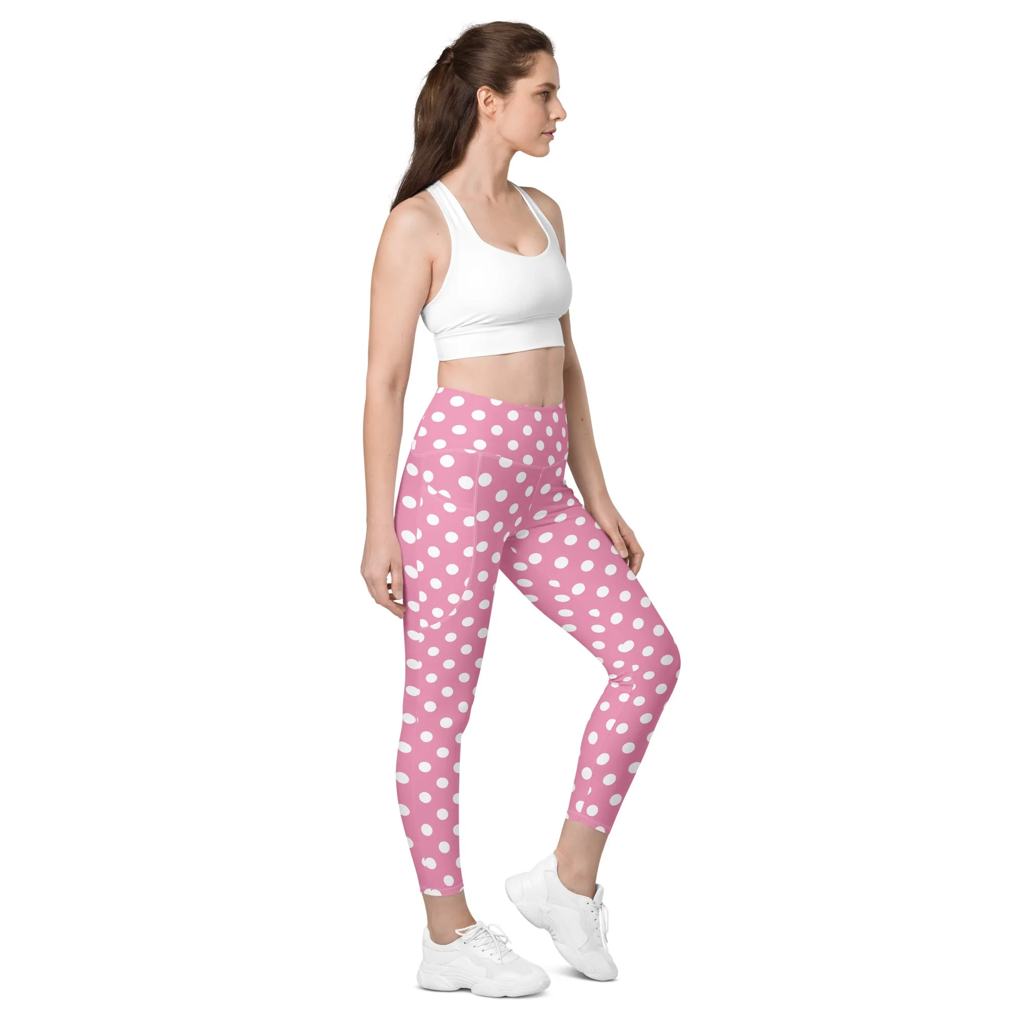 Pink Polka Dot Leggings with pockets