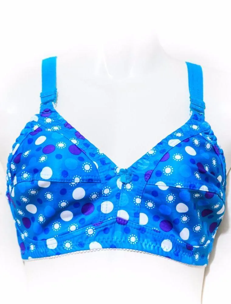 Plus Size Polka Dotted Cotton Bra - Non Padded - Non Wired - Feroze