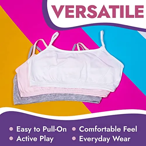 Popular Cotton Girls Training Bra - Crop Cami Training Bras for Girls with Adjustable Straps. Cotton Bra Pack.