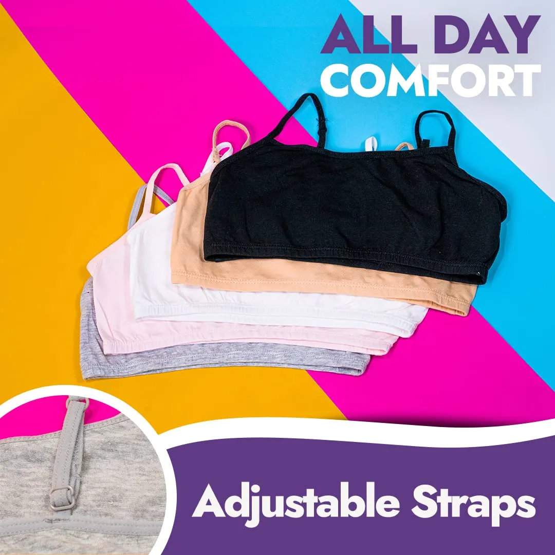 Popular Cotton Girls Training Bra - Crop Cami Training Bras for Girls with Adjustable Straps. Cotton Bra Pack.