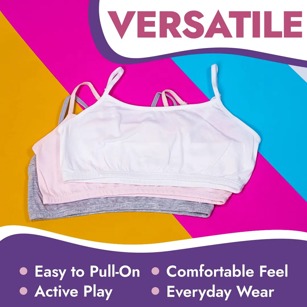 Popular Cotton Girls Training Bra - Crop Cami Training Bras for Girls with Adjustable Straps. Cotton Bra Pack.