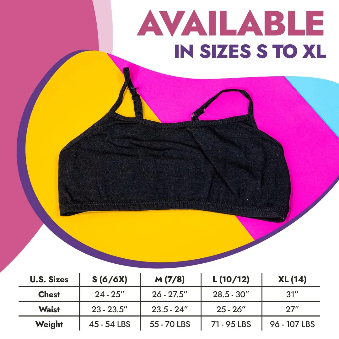 Popular Cotton Girls Training Bra - Crop Cami Training Bras for Girls with Adjustable Straps. Cotton Bra Pack.