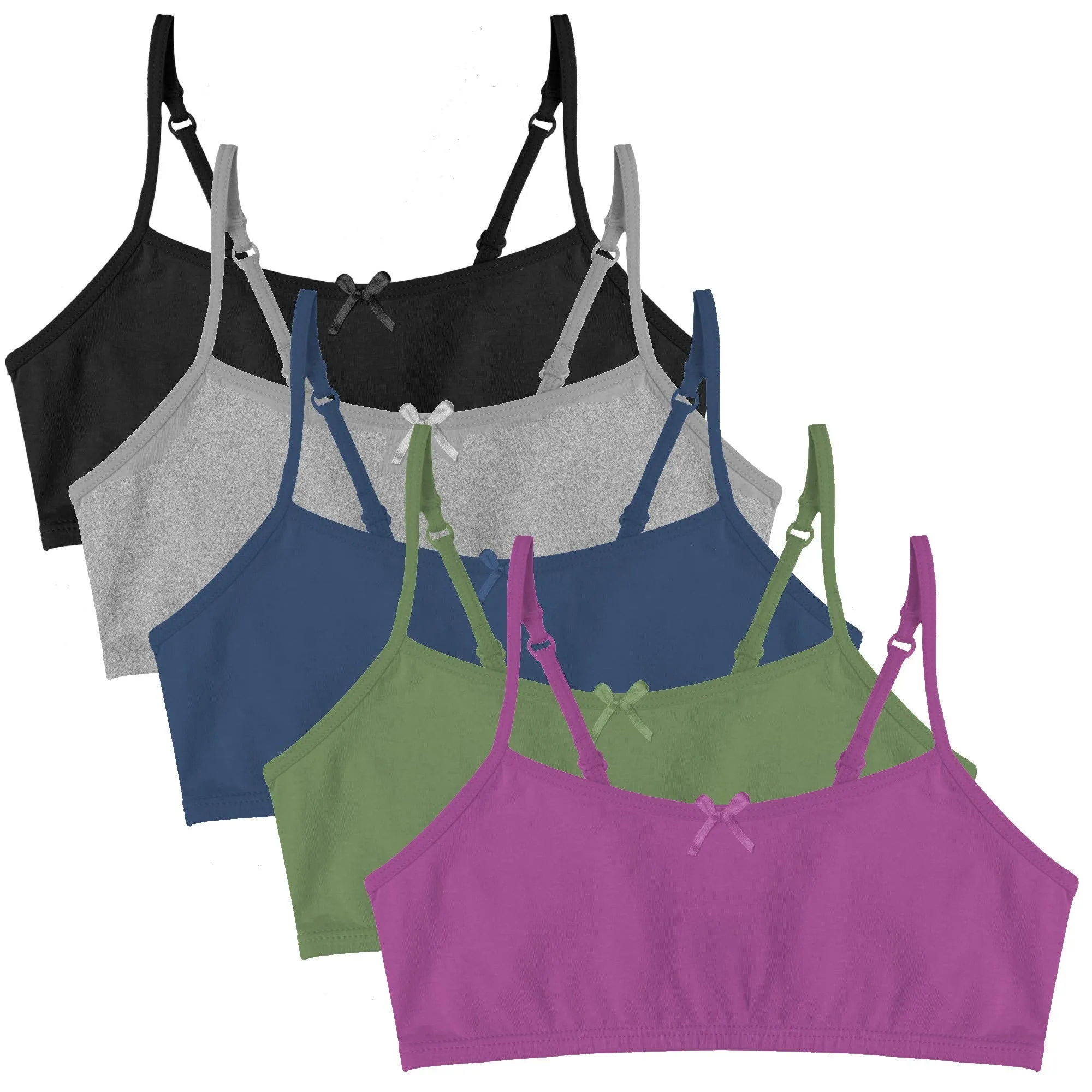 Popular Cotton Girls Training Bra - Crop Cami Training Bras for Girls with Adjustable Straps. Cotton Bra Pack.