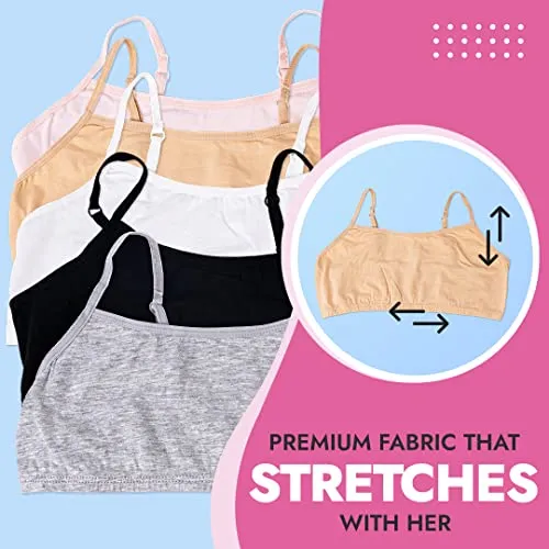 Popular Cotton Girls Training Bra - Crop Cami Training Bras for Girls with Adjustable Straps. Cotton Bra Pack.