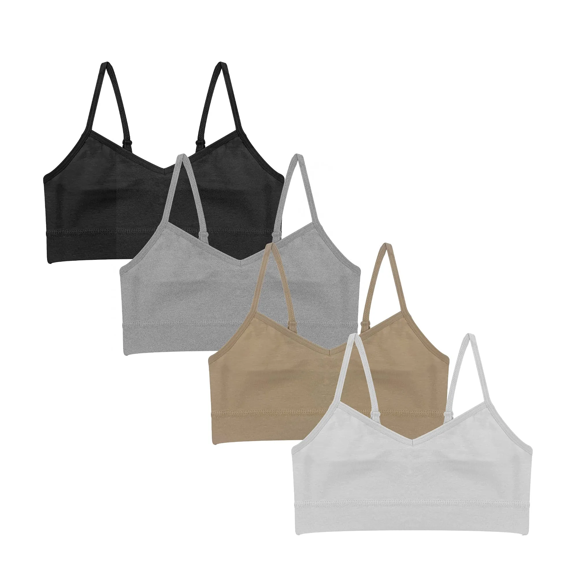 Popular Cotton Girls Training Bra - Crop Cami Training Bras for Girls with Adjustable Straps. Cotton Bra Pack.