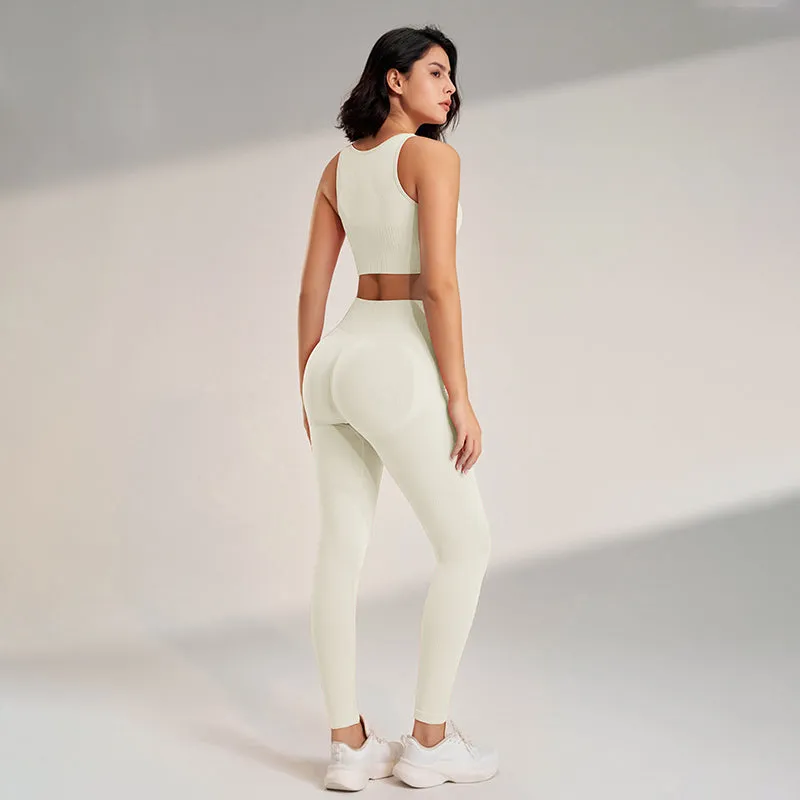 Premium Yoga Clothing Set – Women's High Waisted Leggings & Seamless Top – Comfortable Fitness & Exercise Wear – Ideal for Workout, Pilates, and Yoga – Breathable and Supportive