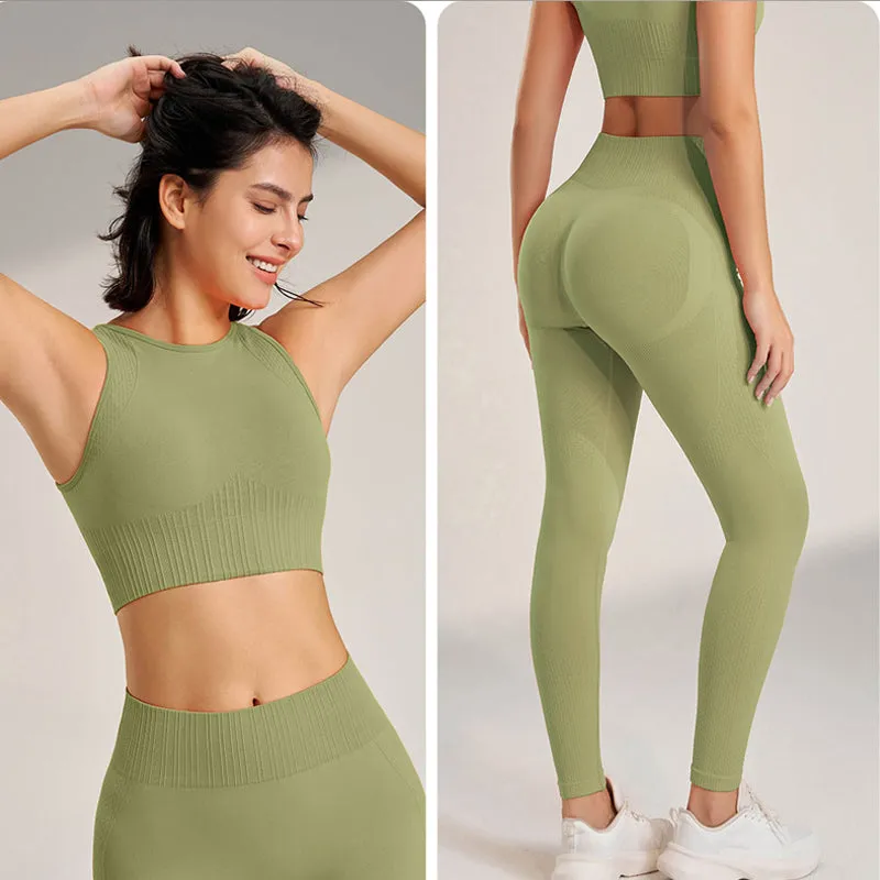 Premium Yoga Clothing Set – Women's High Waisted Leggings & Seamless Top – Comfortable Fitness & Exercise Wear – Ideal for Workout, Pilates, and Yoga – Breathable and Supportive