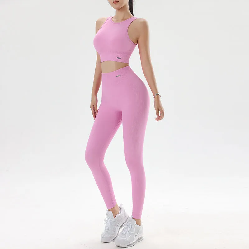 Premium Yoga Clothing Set – Women's High Waisted Leggings & Seamless Top – Comfortable Fitness & Exercise Wear – Ideal for Workout, Pilates, and Yoga – Breathable and Supportive