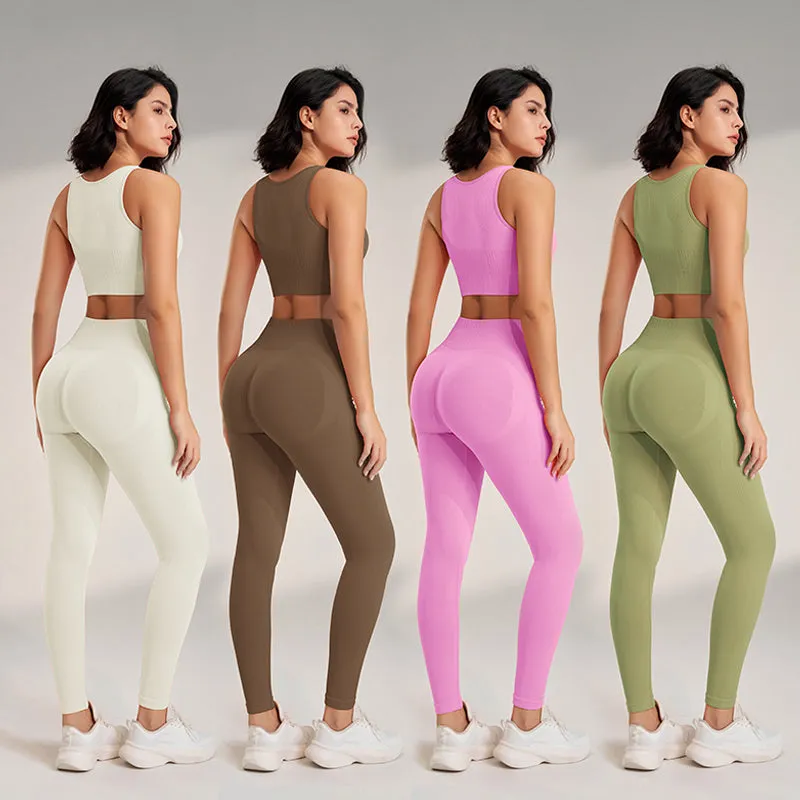Premium Yoga Clothing Set – Women's High Waisted Leggings & Seamless Top – Comfortable Fitness & Exercise Wear – Ideal for Workout, Pilates, and Yoga – Breathable and Supportive